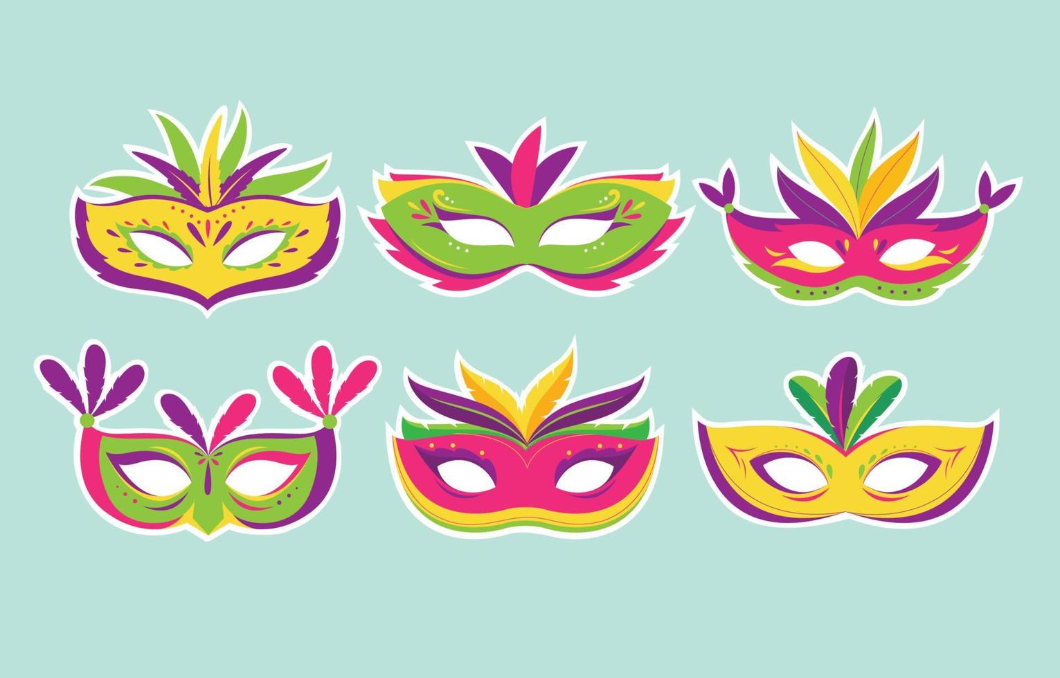 Mardi Gras Masks Stickers vector
