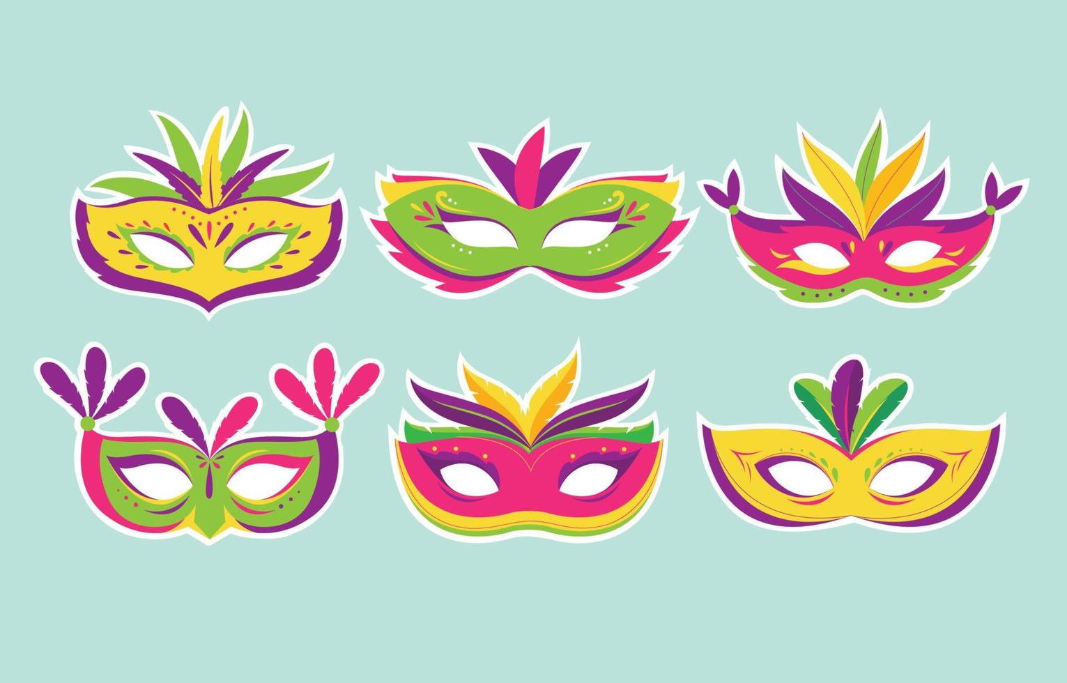 máscaras de mardi gras pegatinas vector