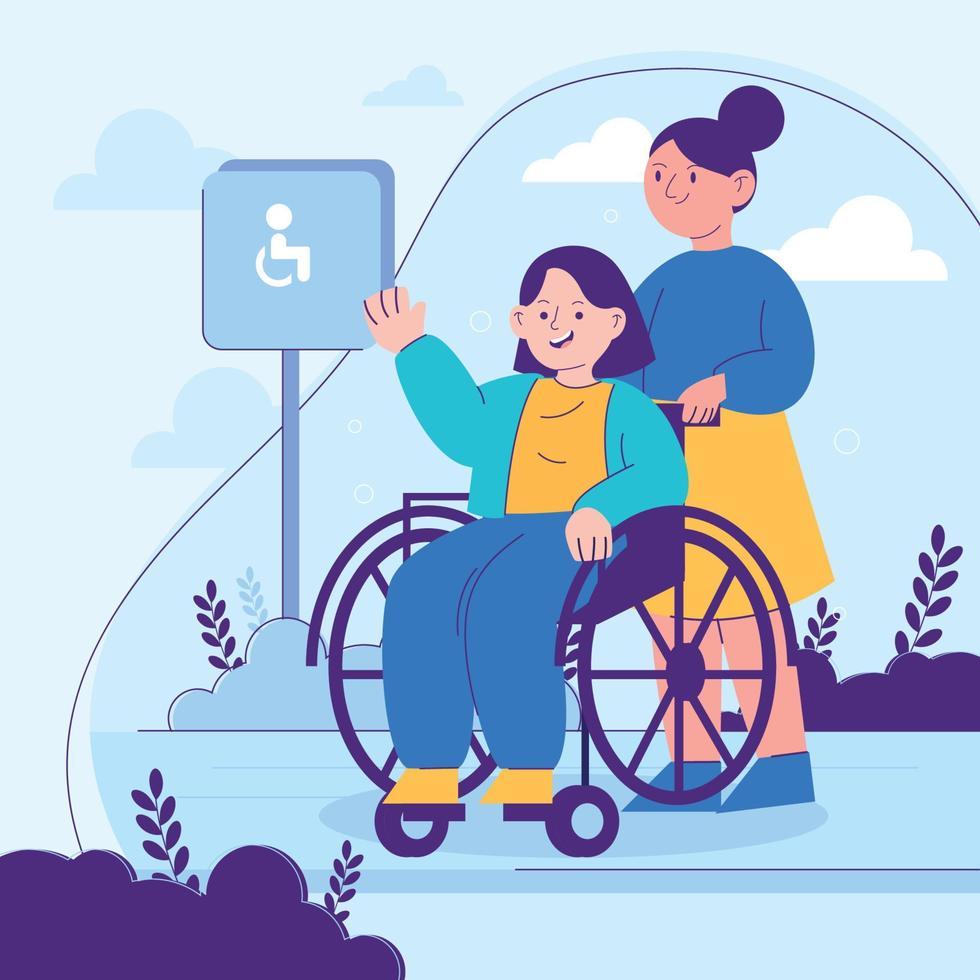 People with Disabilities on a Wheelchair vector