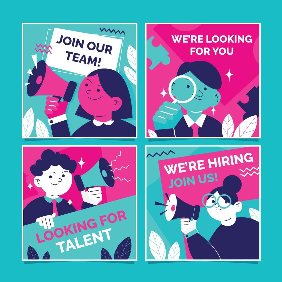 Job Recruitment Social Media Posts vector