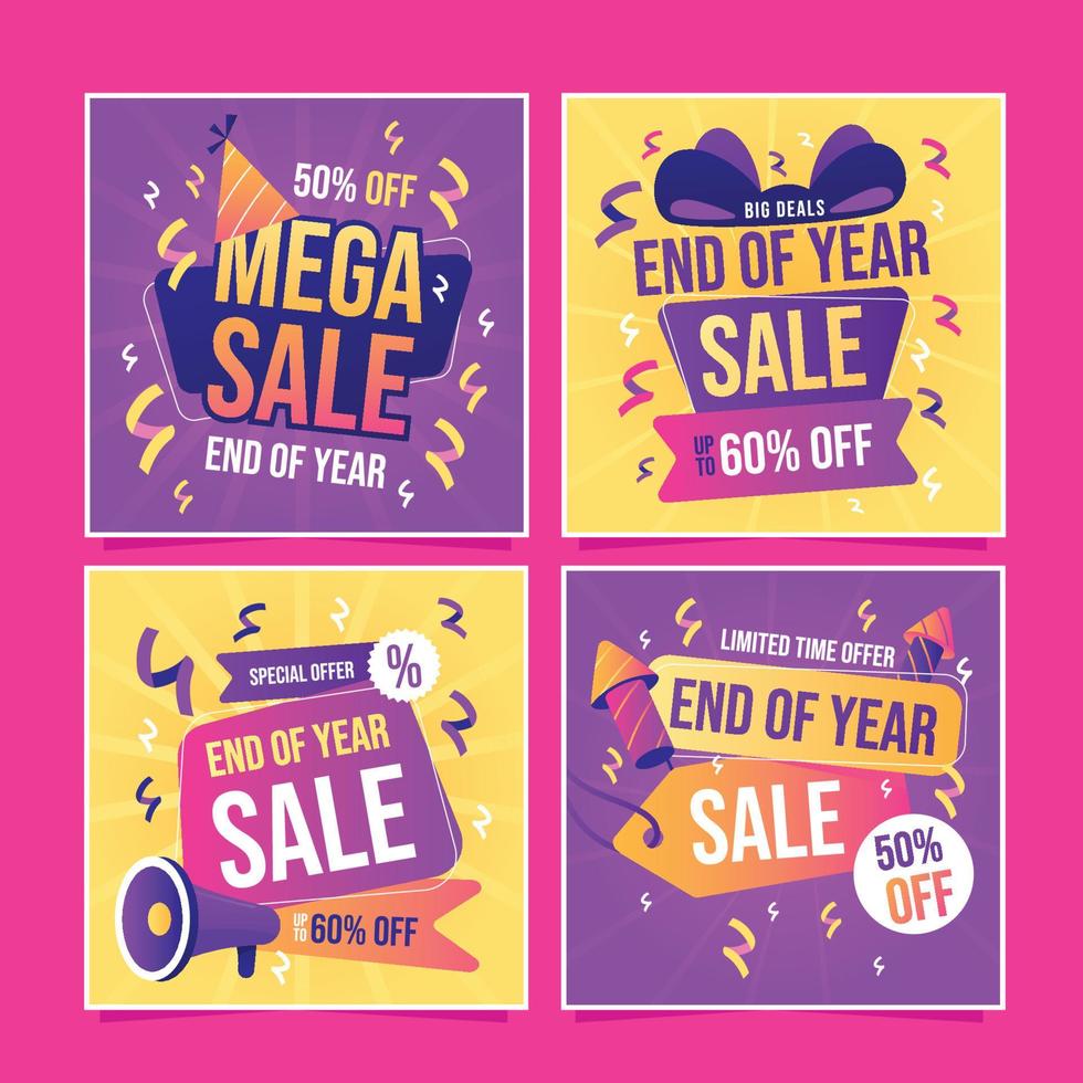 End Of Year Sale Social Media Posts vector