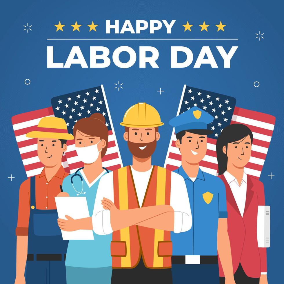 Labor Day Celebration with Various Professions vector