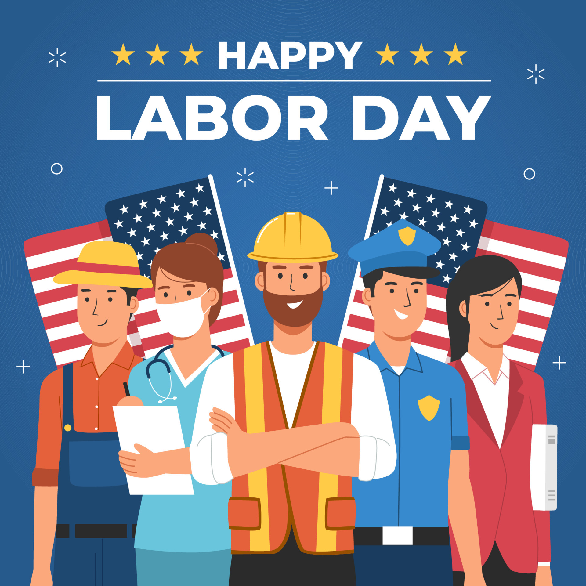 Labor Day Celebration with Various Professions 4812370 Vector Art at