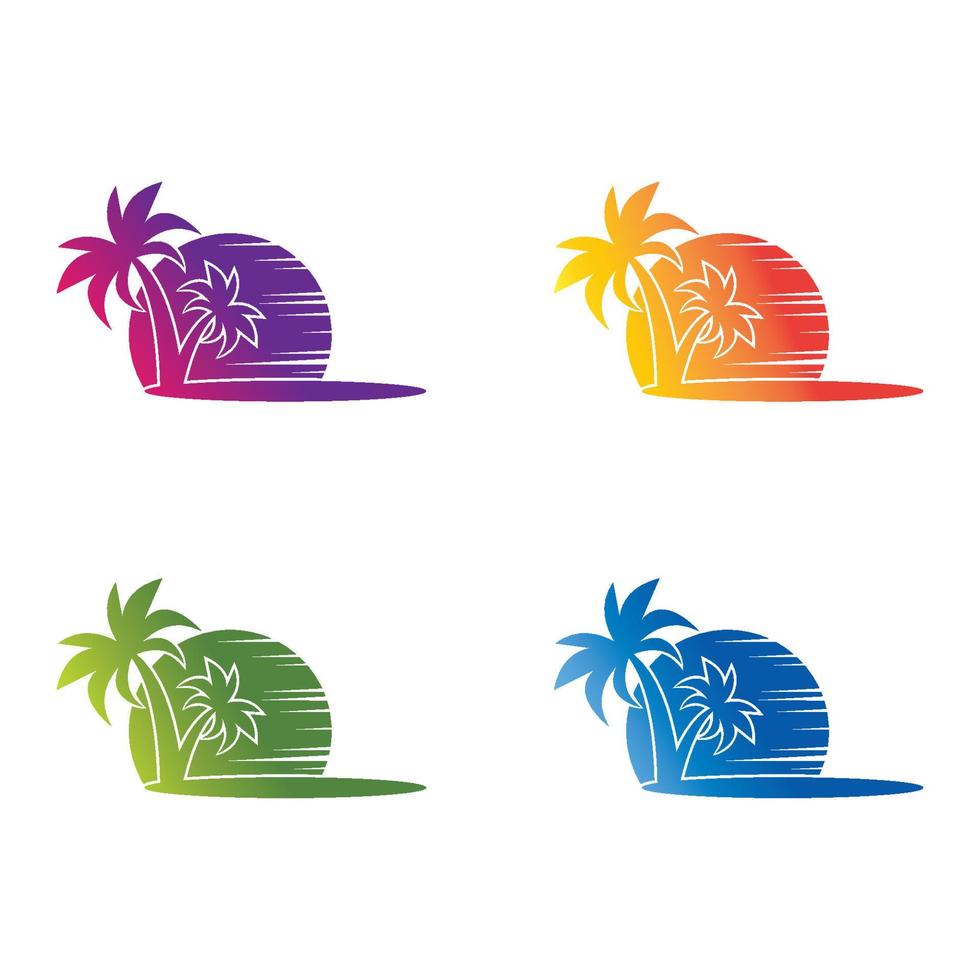 Palm tree summer logo template icon set vector