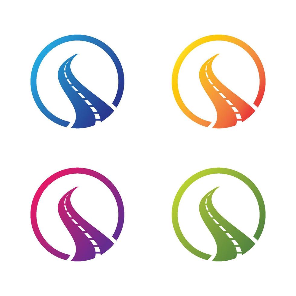 Road logo template vector icon set