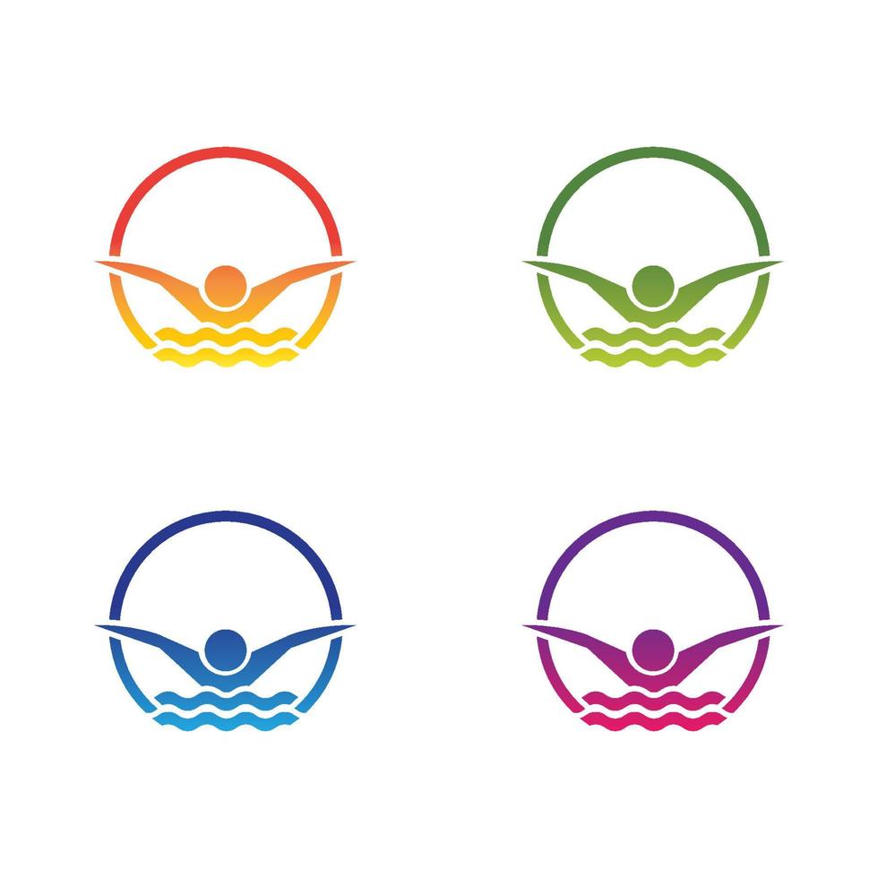 Swim logo template vector icon set