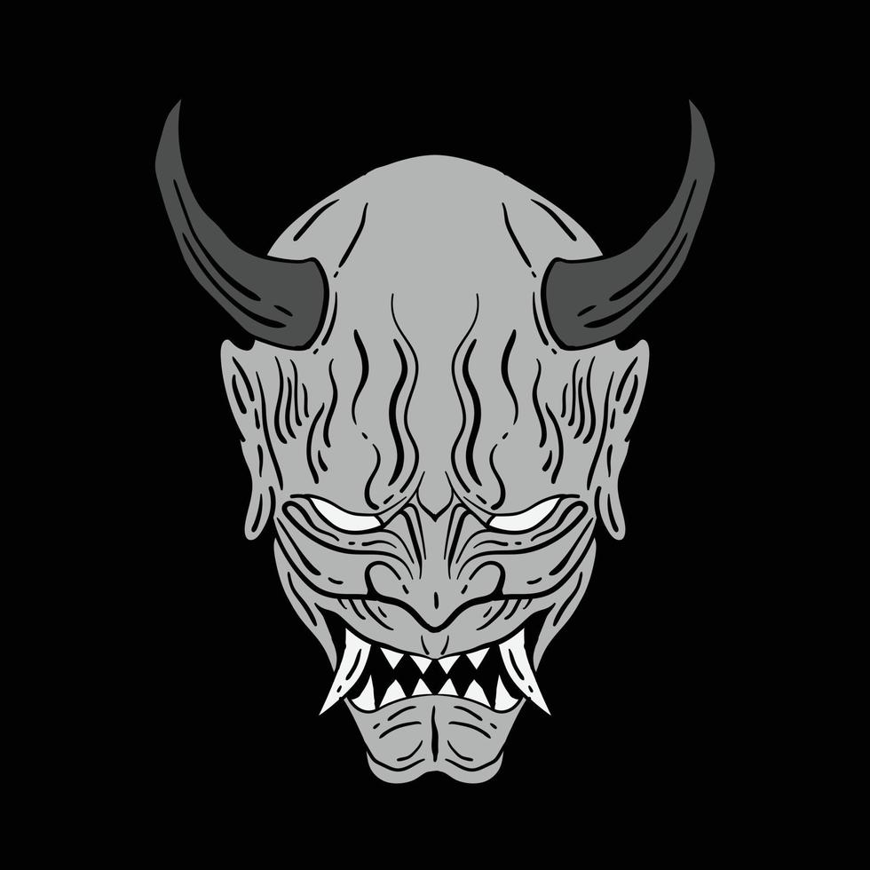 diablo ilustración en blanco y negro impresa en camisetas chaqueta y souvenirs premium vector