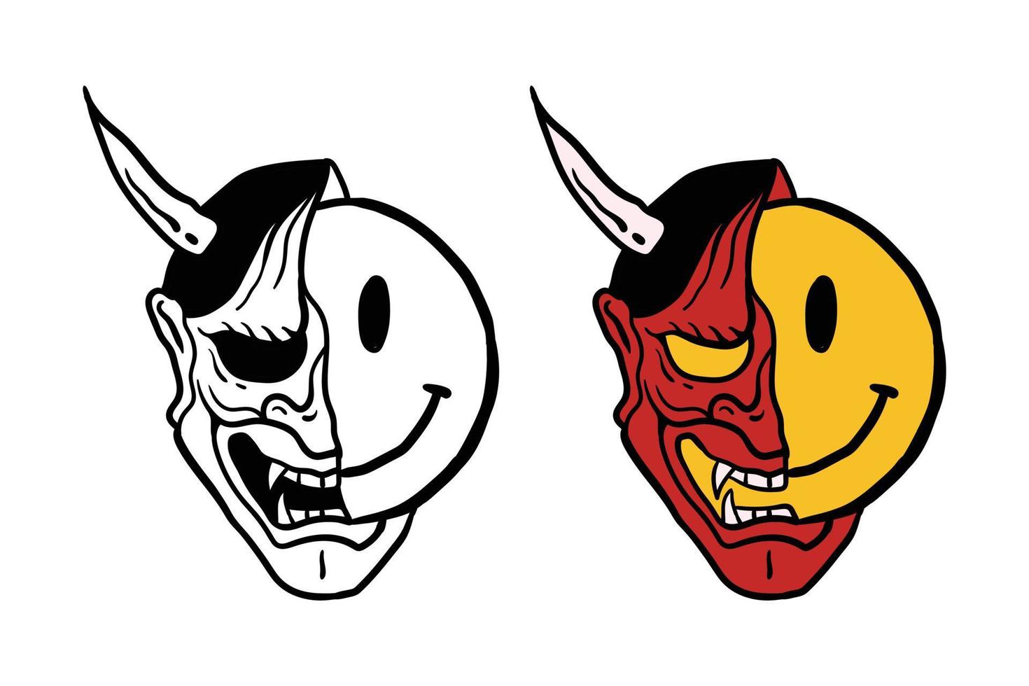 icon smile devil mask illustration print on t-shirts,jacket,souvenirs or tattoo vector