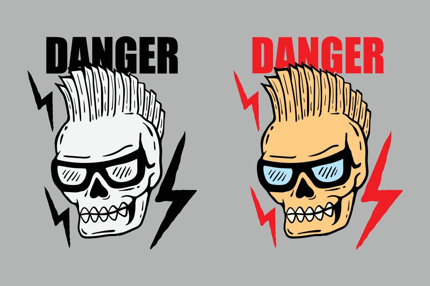 danger skull punk illustration print on t-shirts,jacket,souvenirs or tattoo free vector