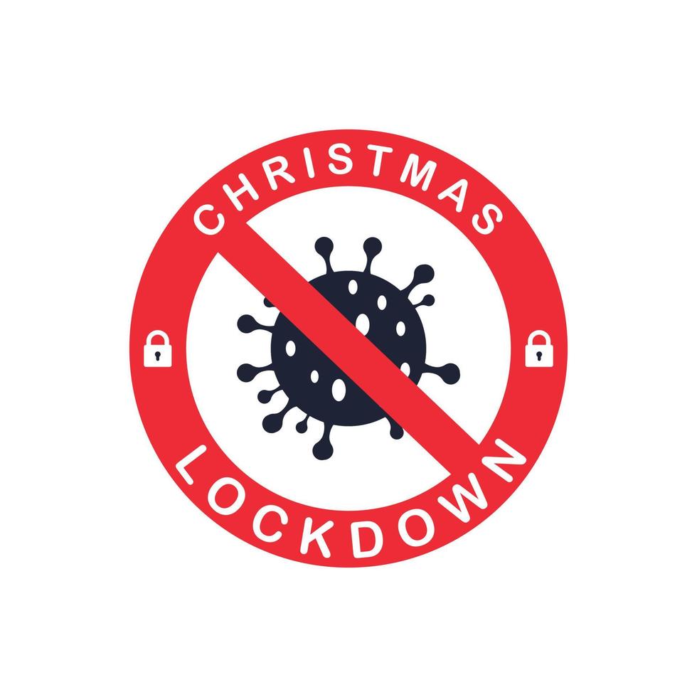Christmas lock down icon. Corona virus lockdown symbol. Stop sign. Vector
