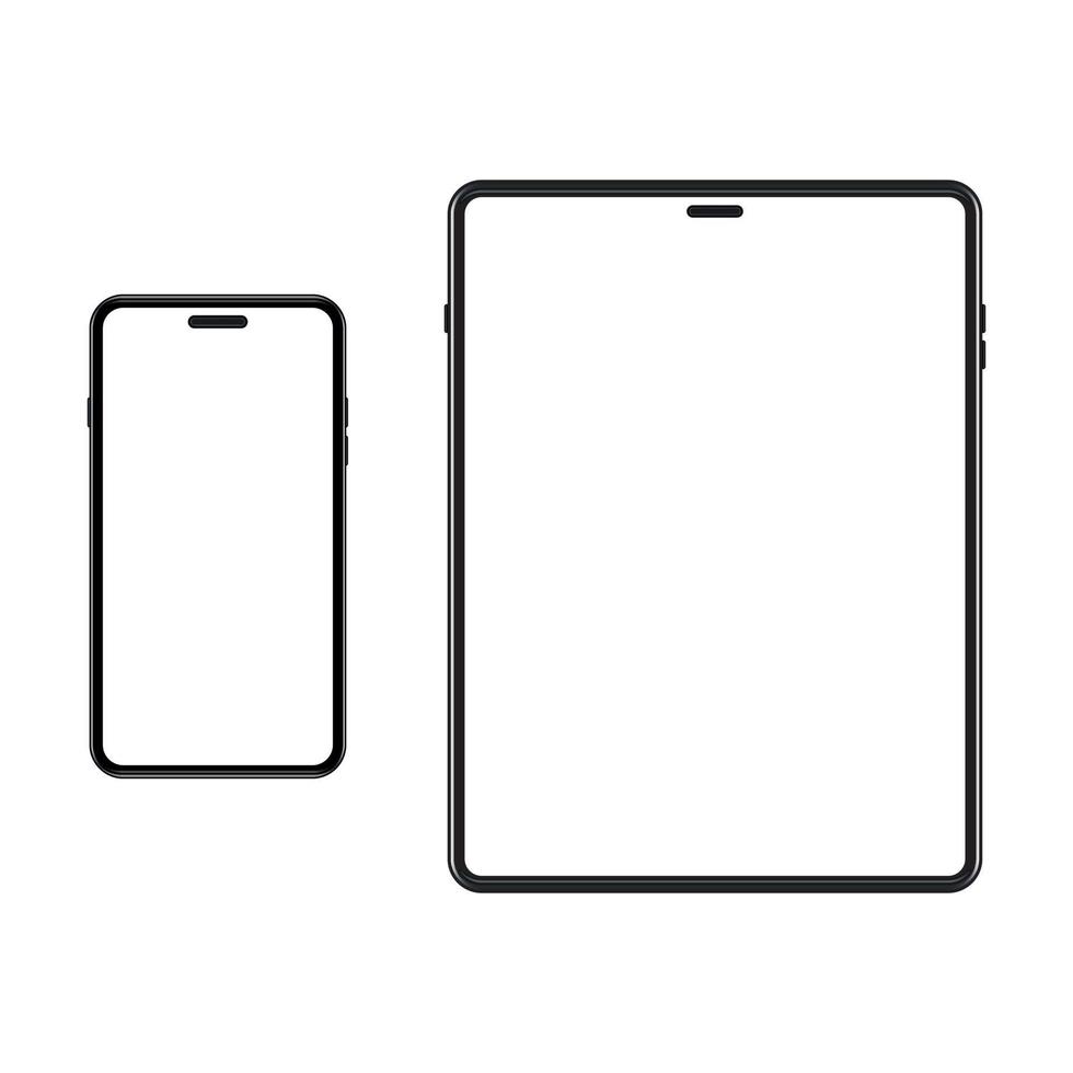 Set of template smartphone and tablet. White screen on portable device
