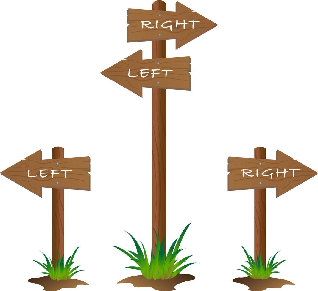 wooden arrow plank in left and right direction vector