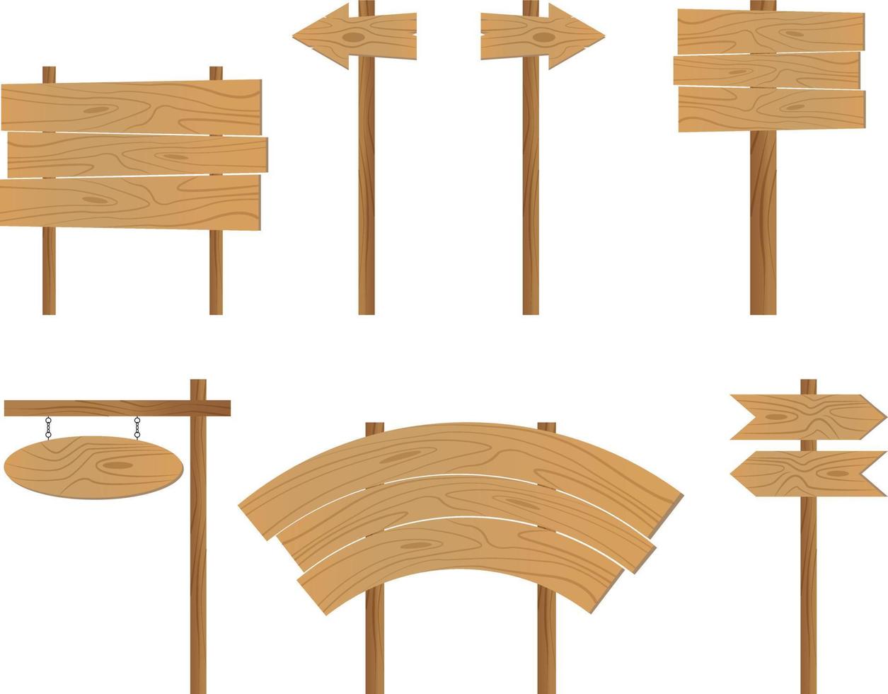 various wooden sign plank for guideline and announcement vector