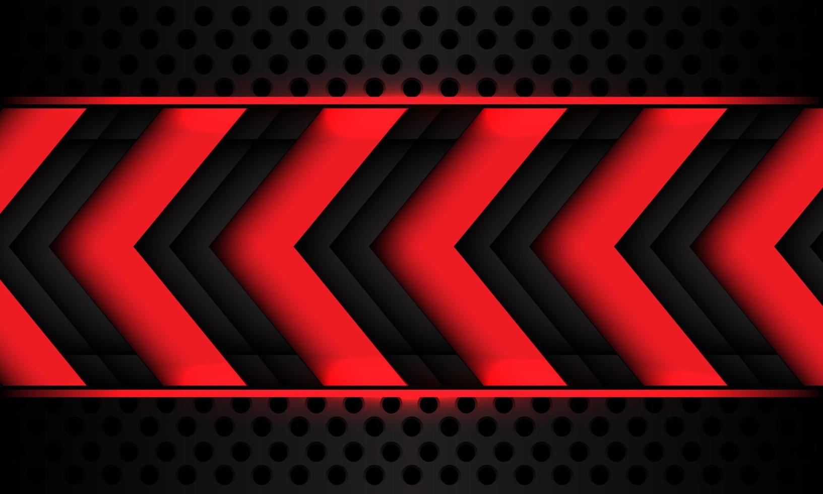 Abstract red light grey metallic arrow direction geometric shadow circle mesh with blank space design modern technology futuristic background vector