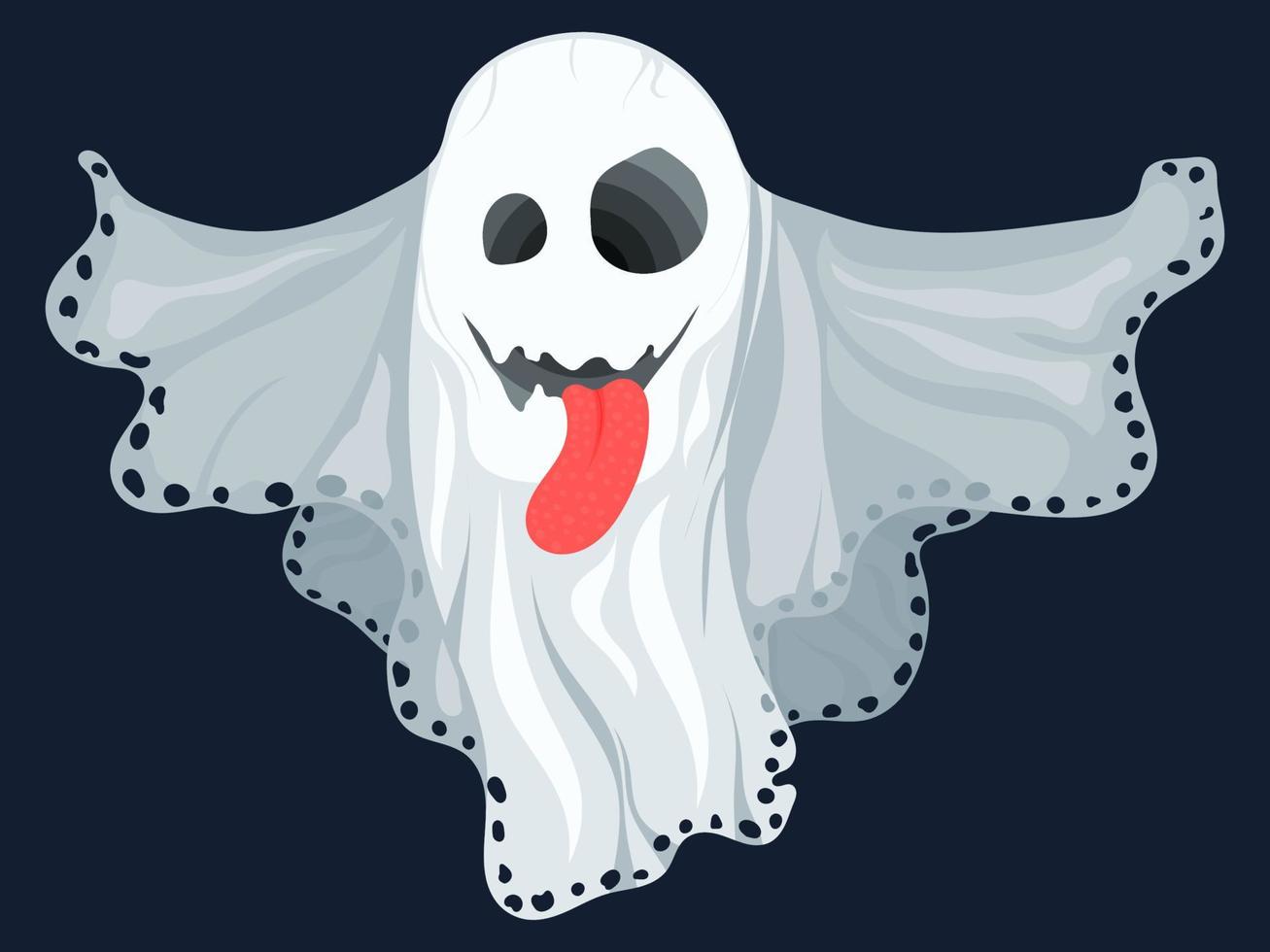 cartoon ghost dark background with pink tongue vector