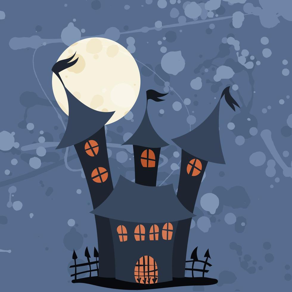 castle with a fence and high towers halloween vector