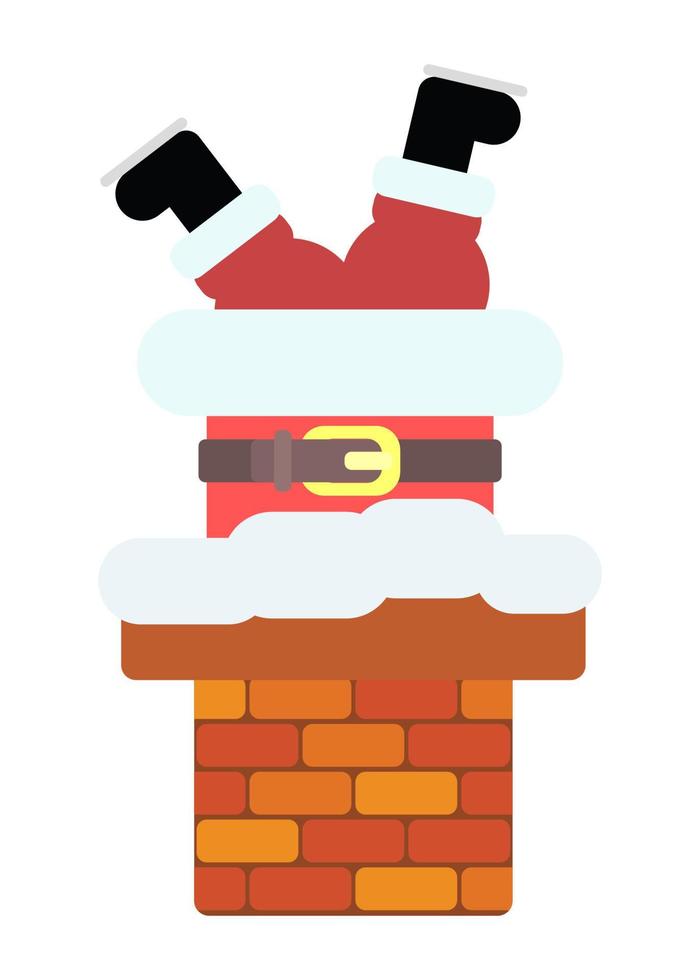 Santa Claus climbs into the chimney. vector