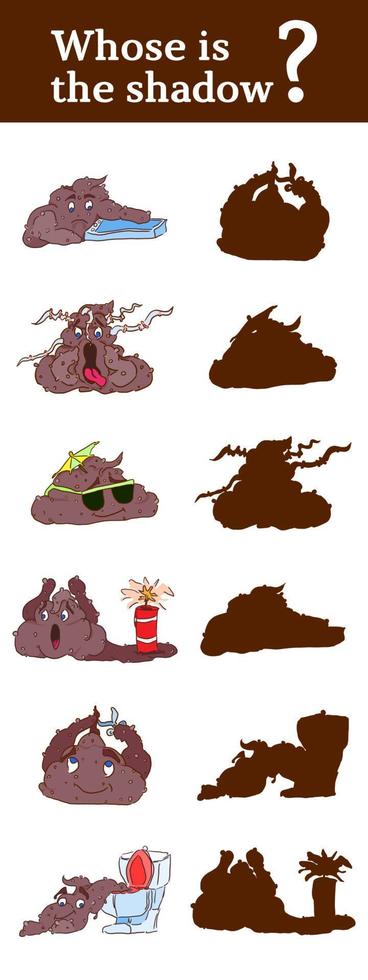 guess the shadow game poop monsters having fun vector