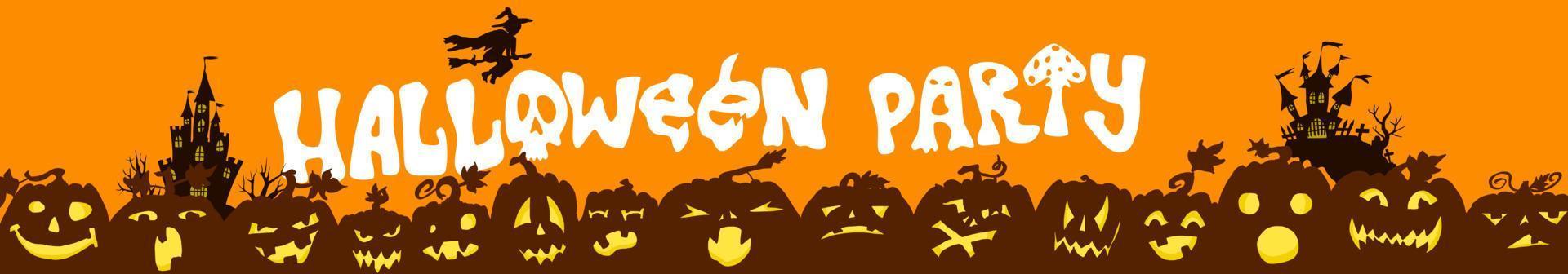 Halloween party poster. castles and pumpkins vector