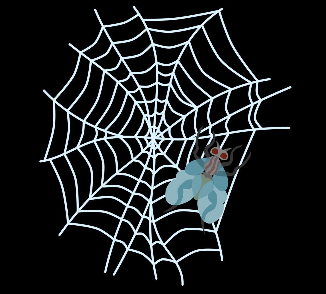 tela de araña sobre un fondo oscuro. trabajo vectorial vector