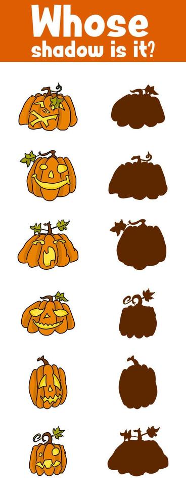 guess where whose shadow doodle orange pumpkins vector