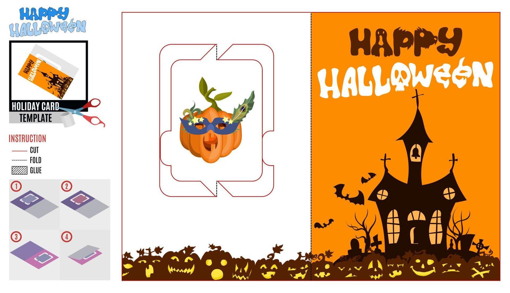 Halloween holiday card. church in the cemetery vector