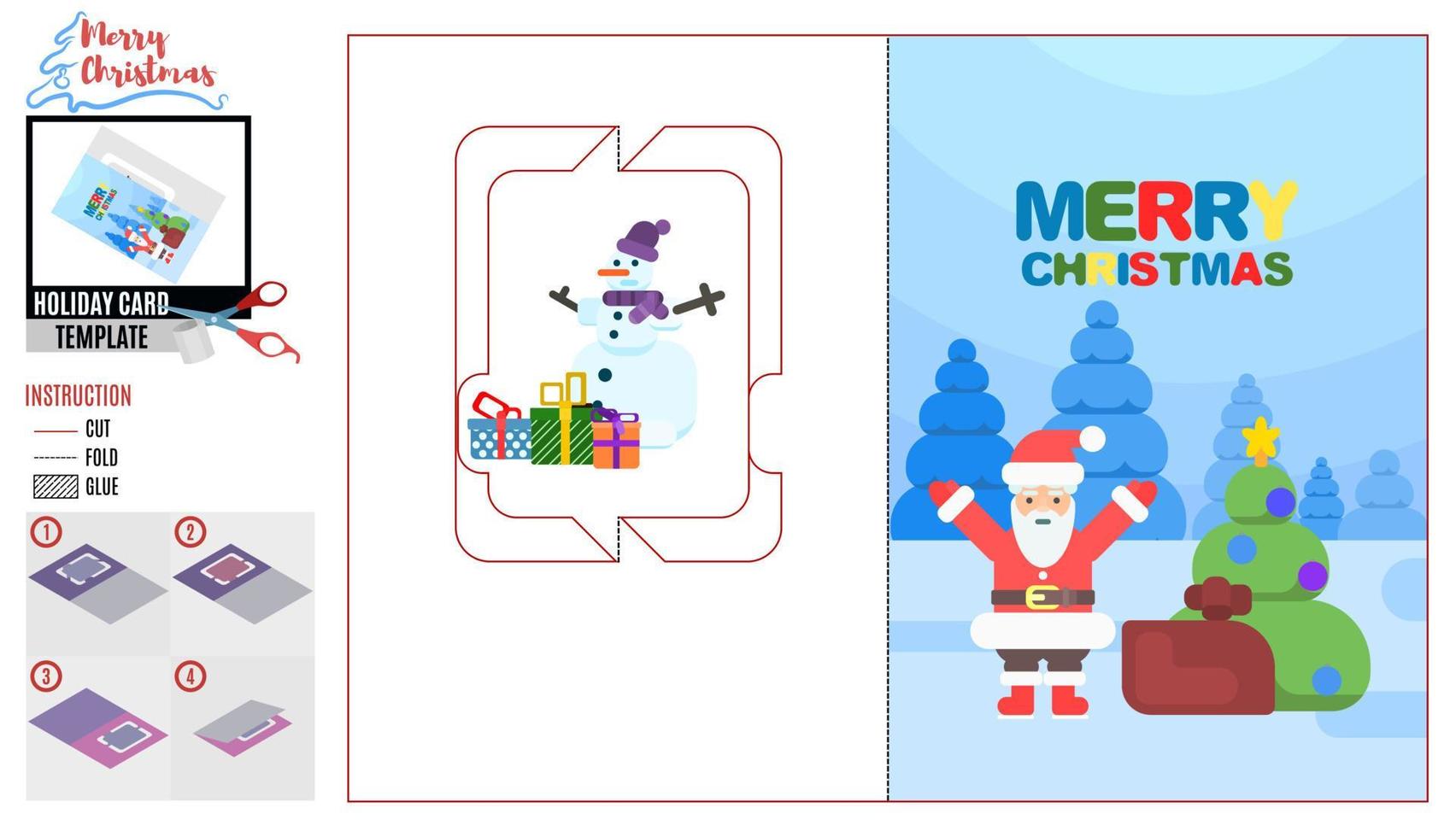 postcard merry christmas. santa claus and forest vector