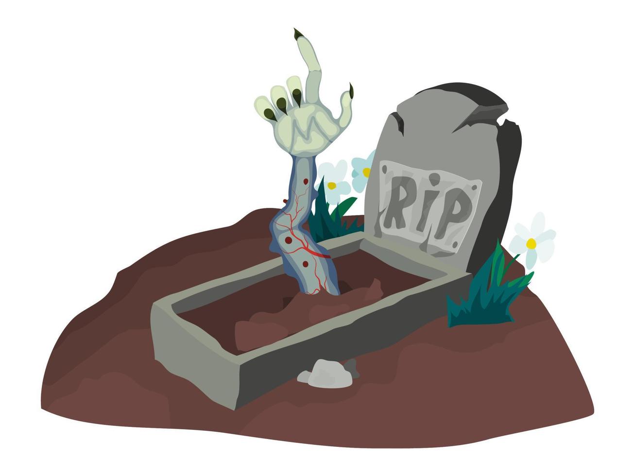 zombie hand climbs out of open tomb halloween vector