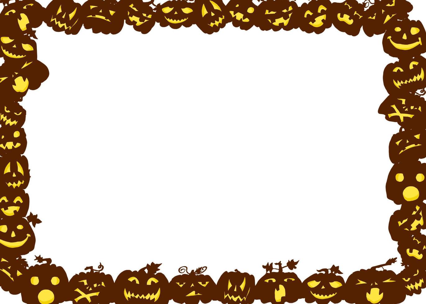 funny evil pumpkins. vegetable pattern frame vector