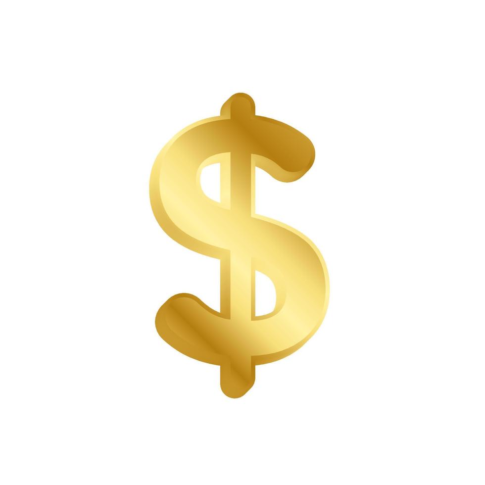 Dólar icono 3D con color dorado vector