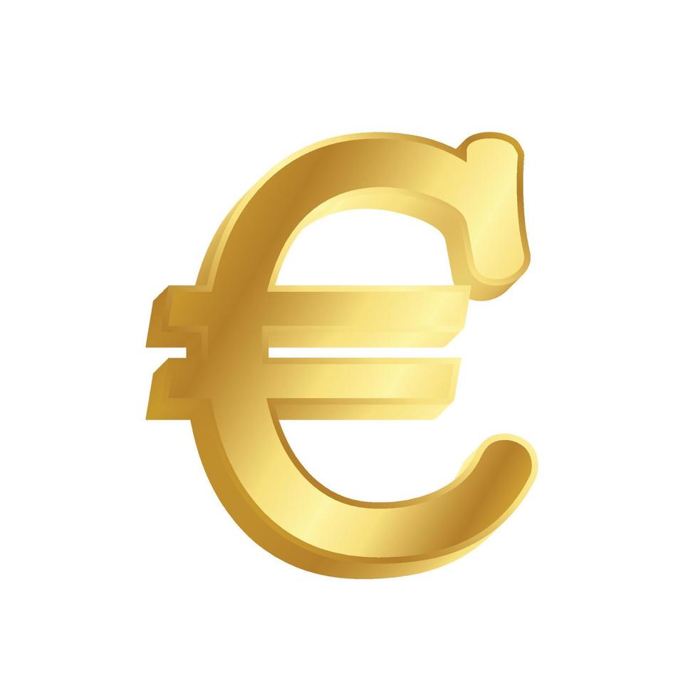 Icono 3d euro con color dorado vector