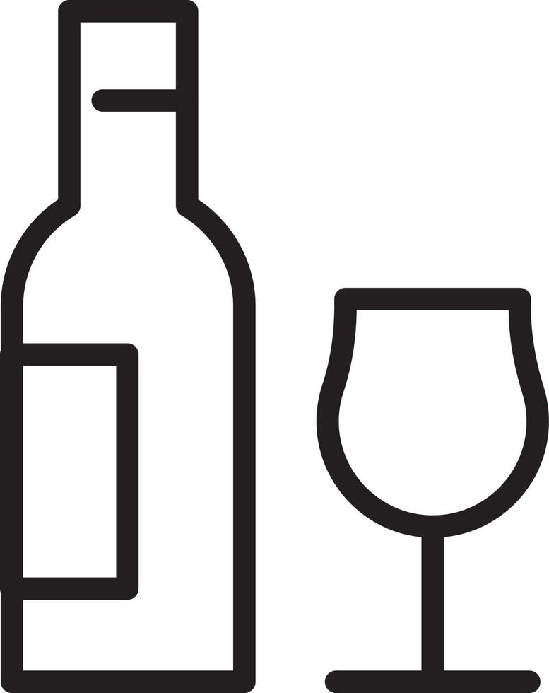 línea de vector de botol de vino y cerveza para web, presentación, logotipo, símbolo de icono.