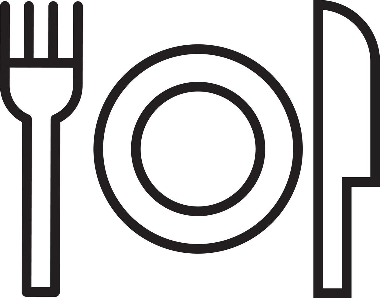 fork, knife, plate vector line for web, presentation, logo, Icon Symbol.
