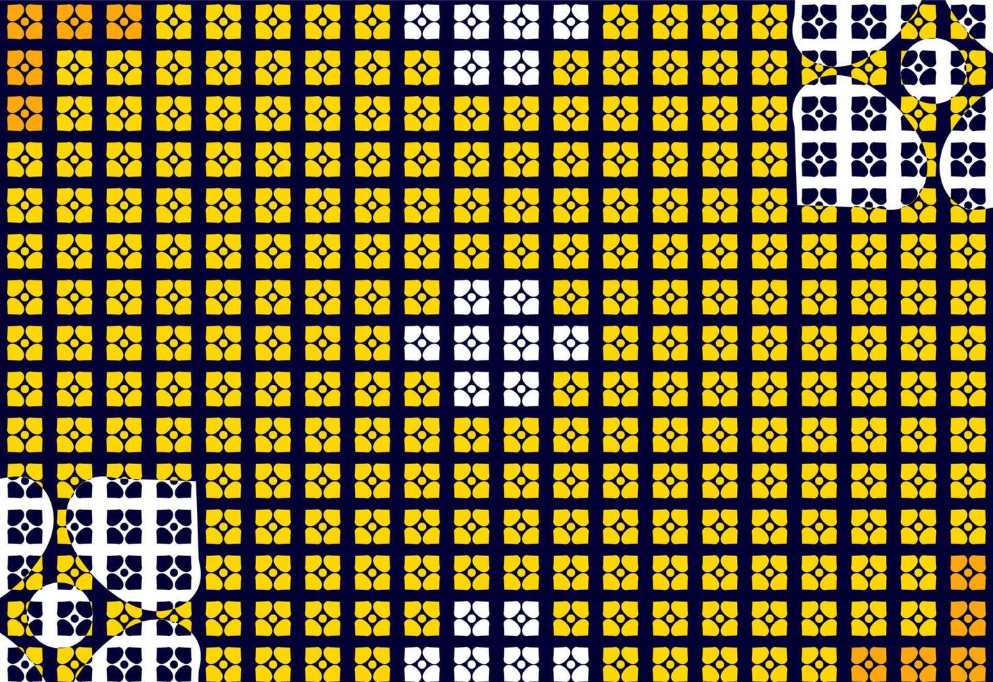 yellow flowers pattern or ethnic, geometric on deep blue background. design to be printed on the cloth or fabric. vector
