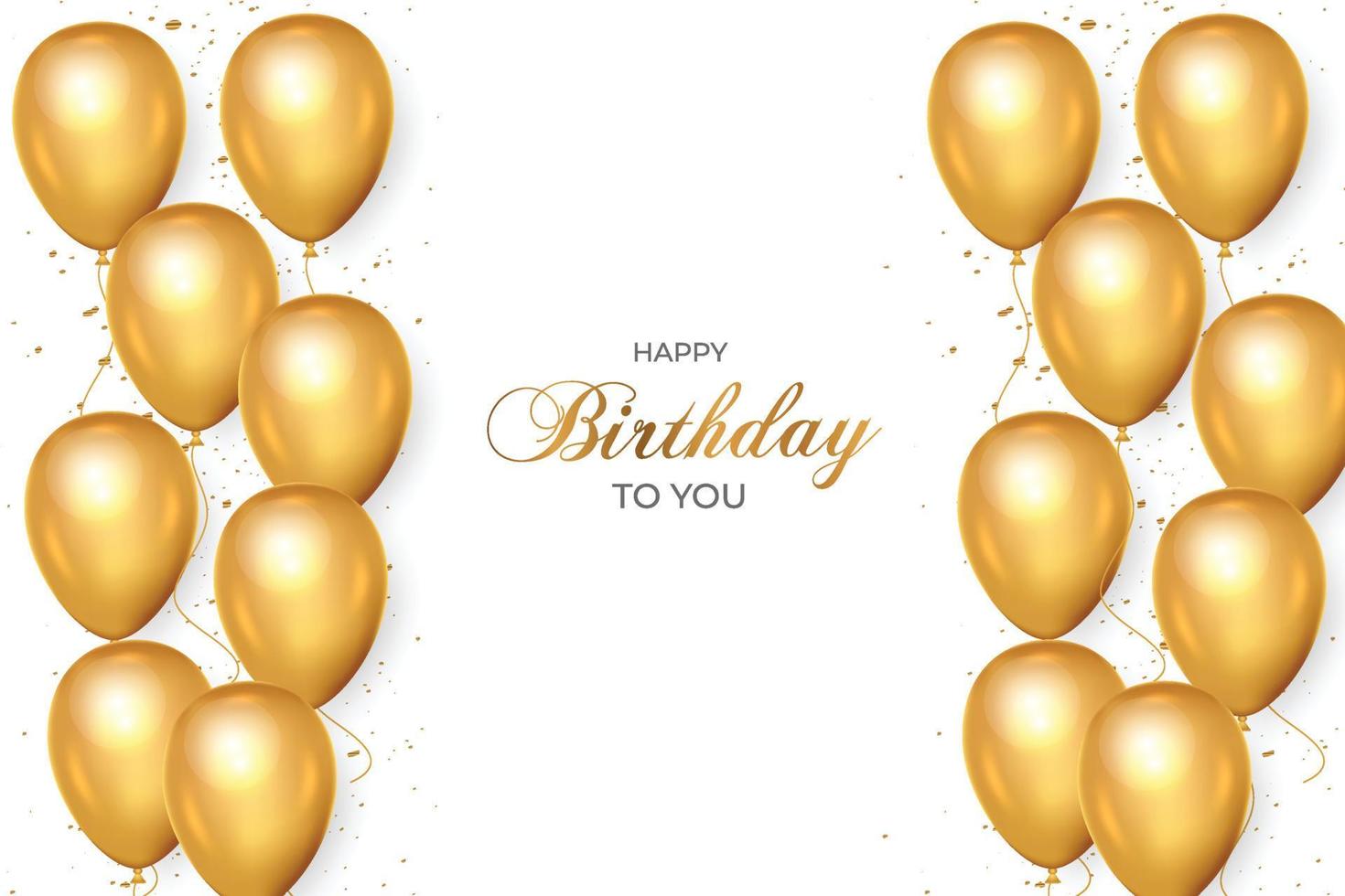 Birthday wish with realistic golden balloons set white background and golden text vector