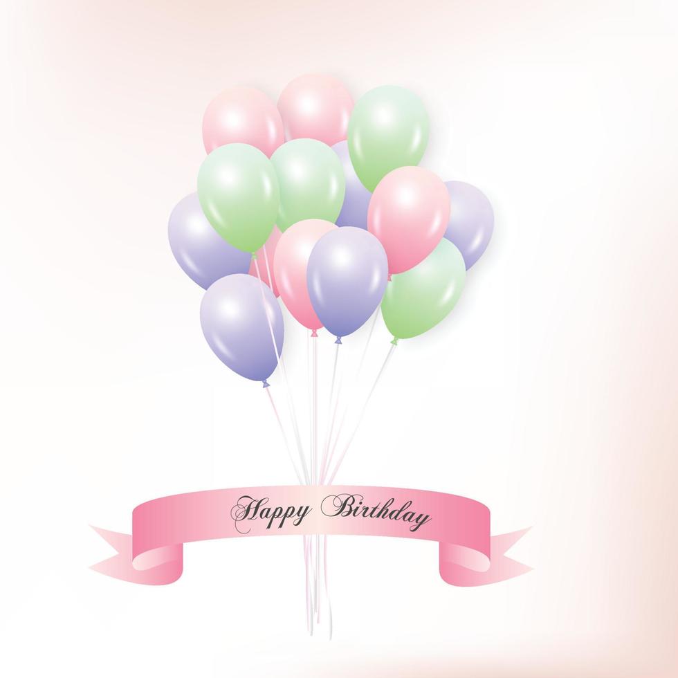Birthday balloons background with realistic background vector