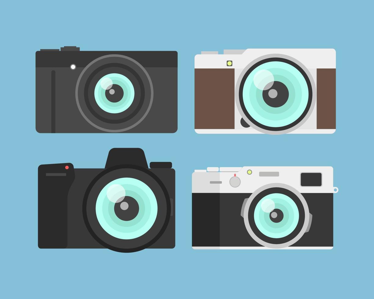 colección de iconos de cámara en estilo plano de moda. diseño plano en colores elegantes. ilustración vectorial vector
