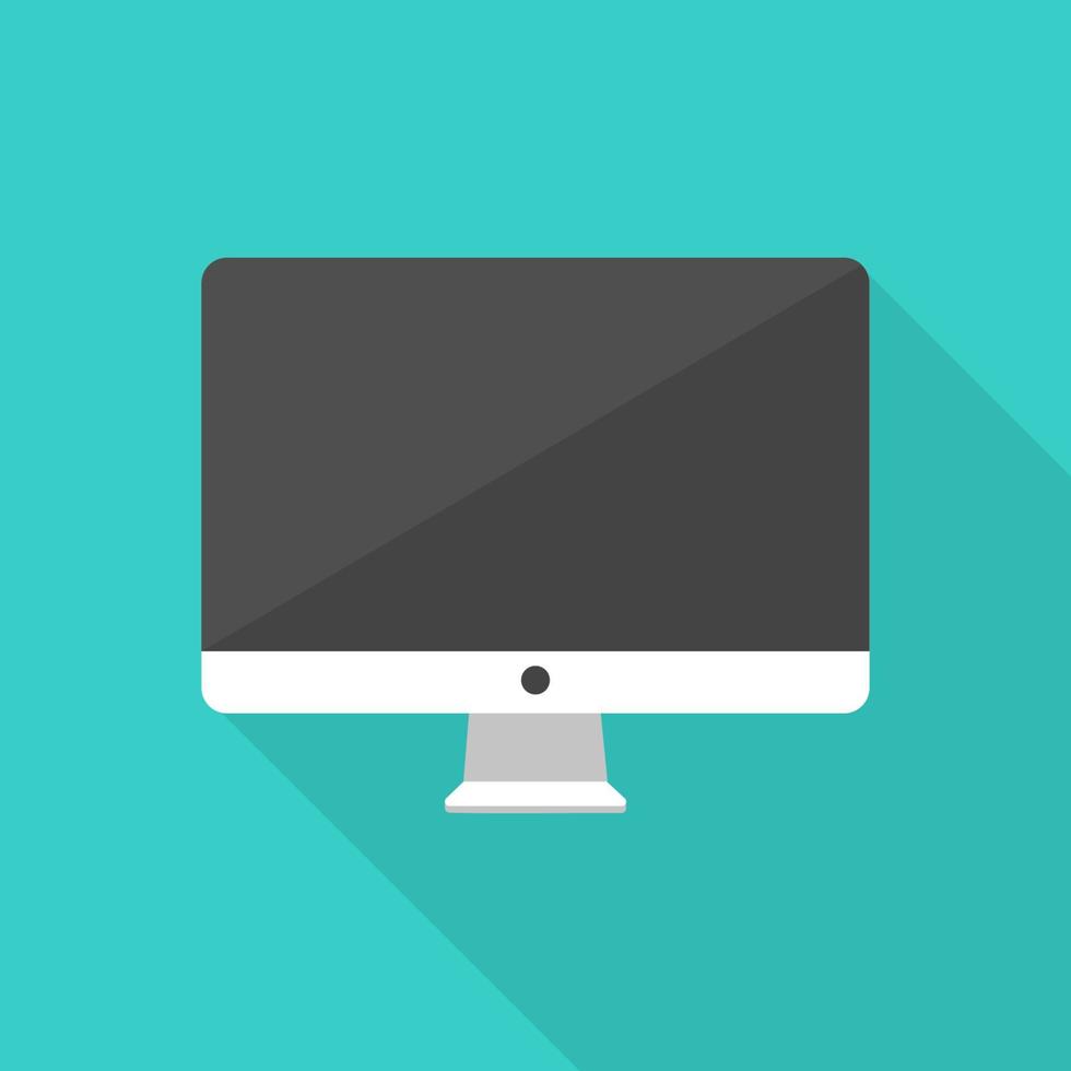 Computer monitor flat design with a black screen. Vector illustration