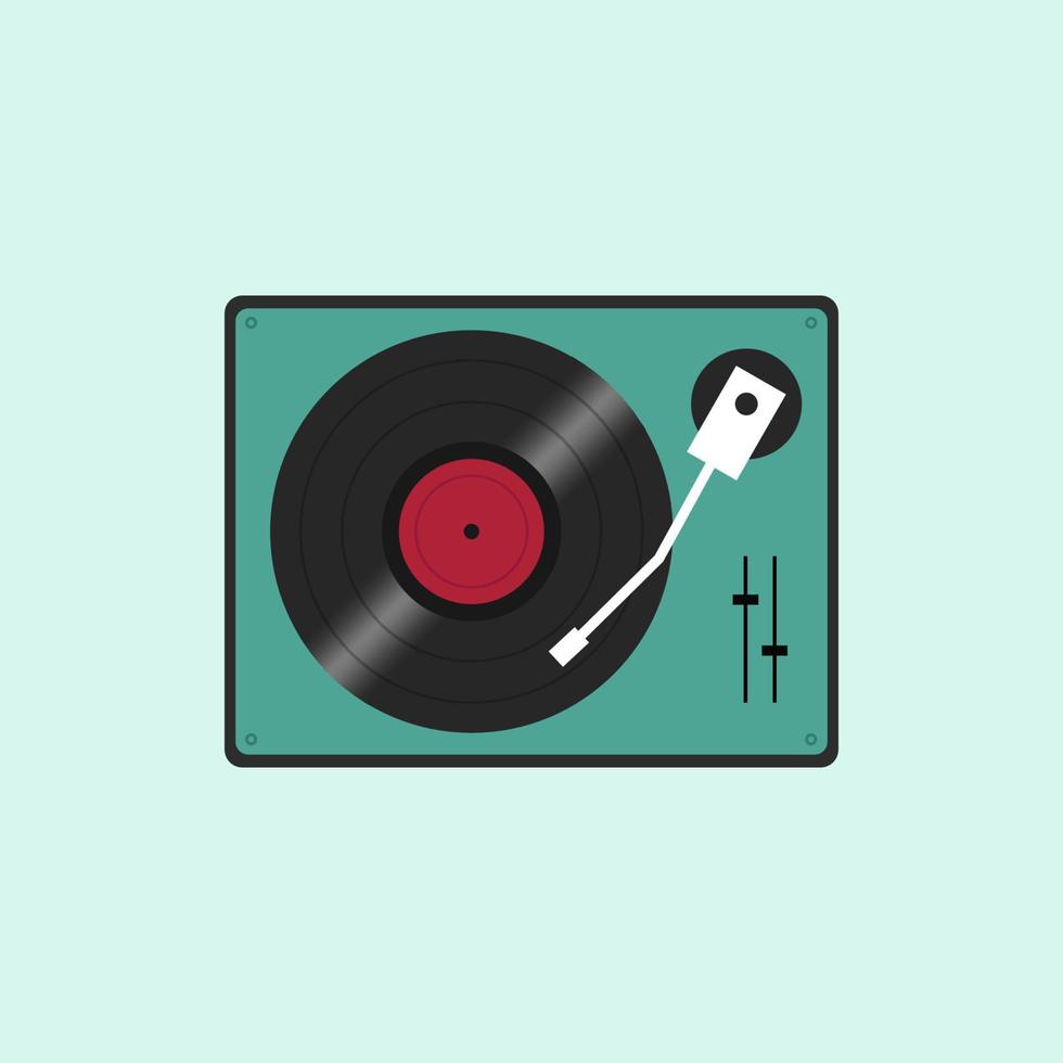 Retro record player flat design. Vector Illustration