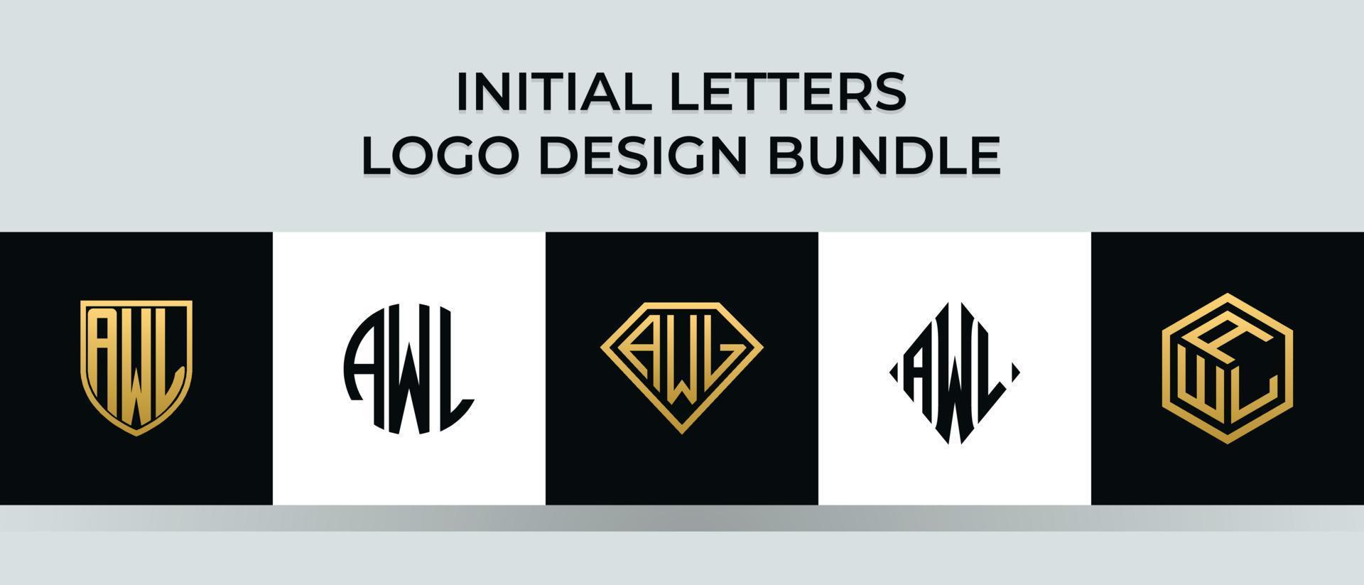 Initial letters AWL logo designs Bundle vector