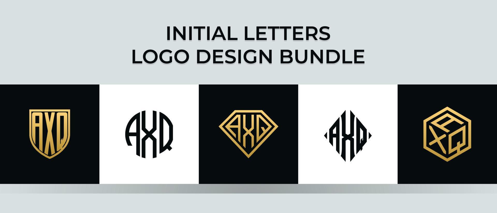 Initial letters AXQ logo designs Bundle vector