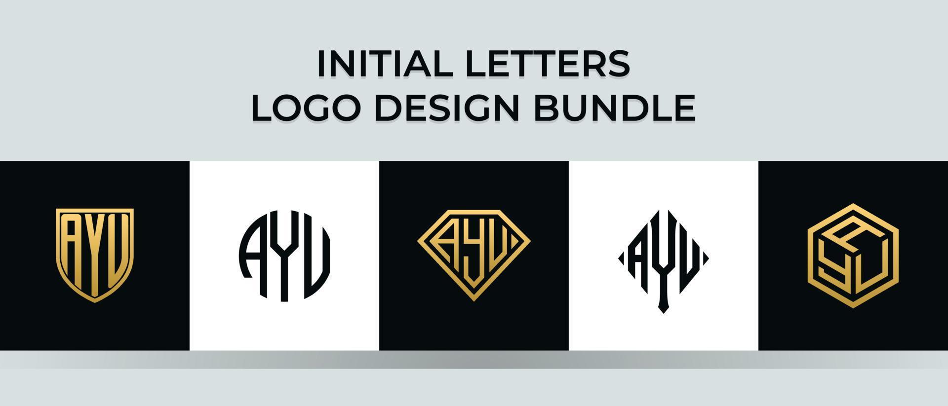 Initial letters AYU logo designs Bundle vector