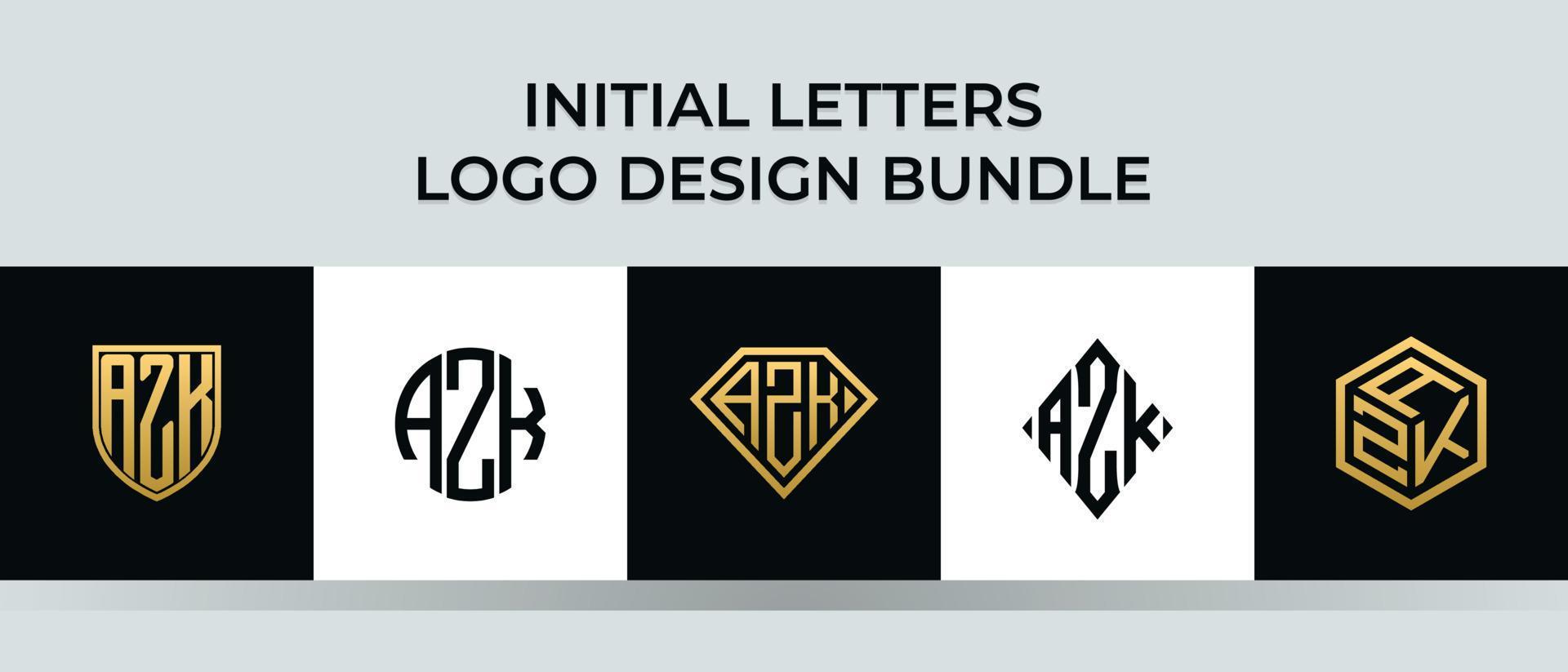 Initial letters AZK logo designs Bundle vector