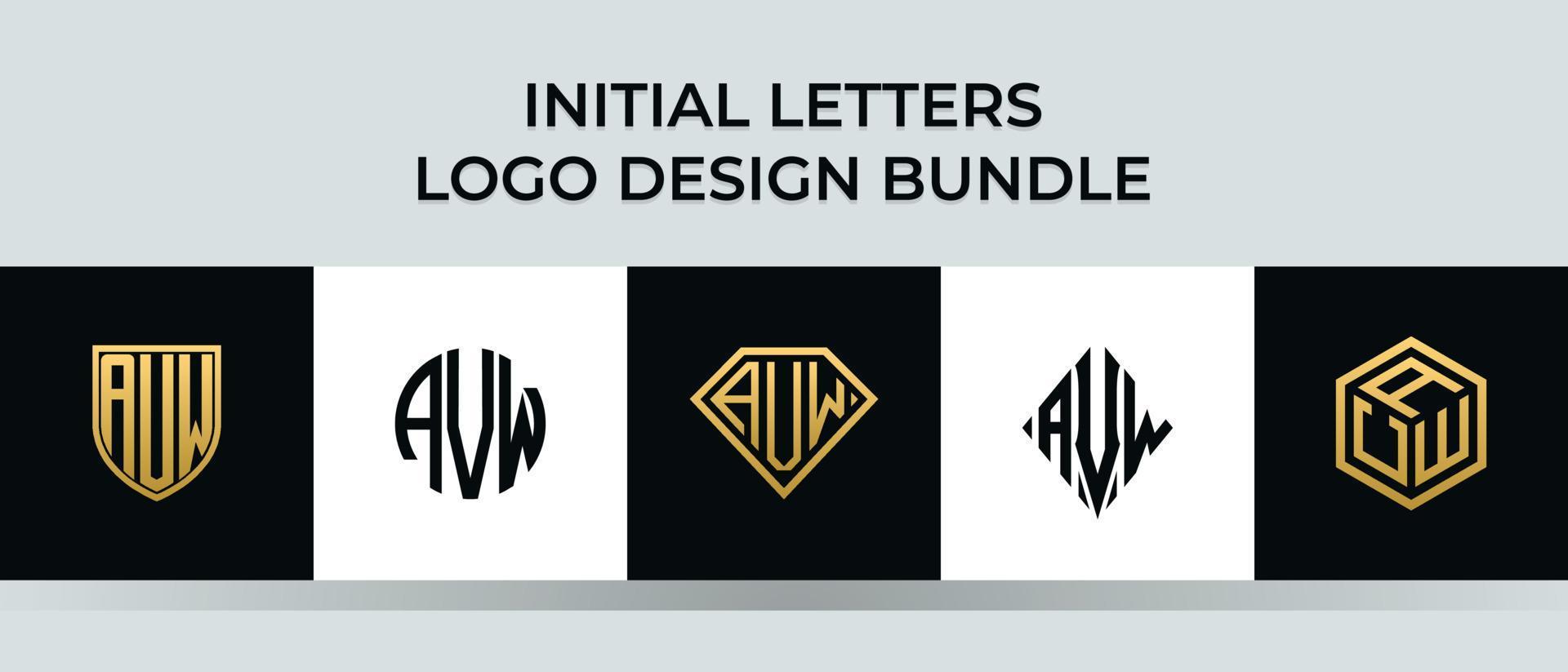 Initial letters AVW logo designs Bundle vector