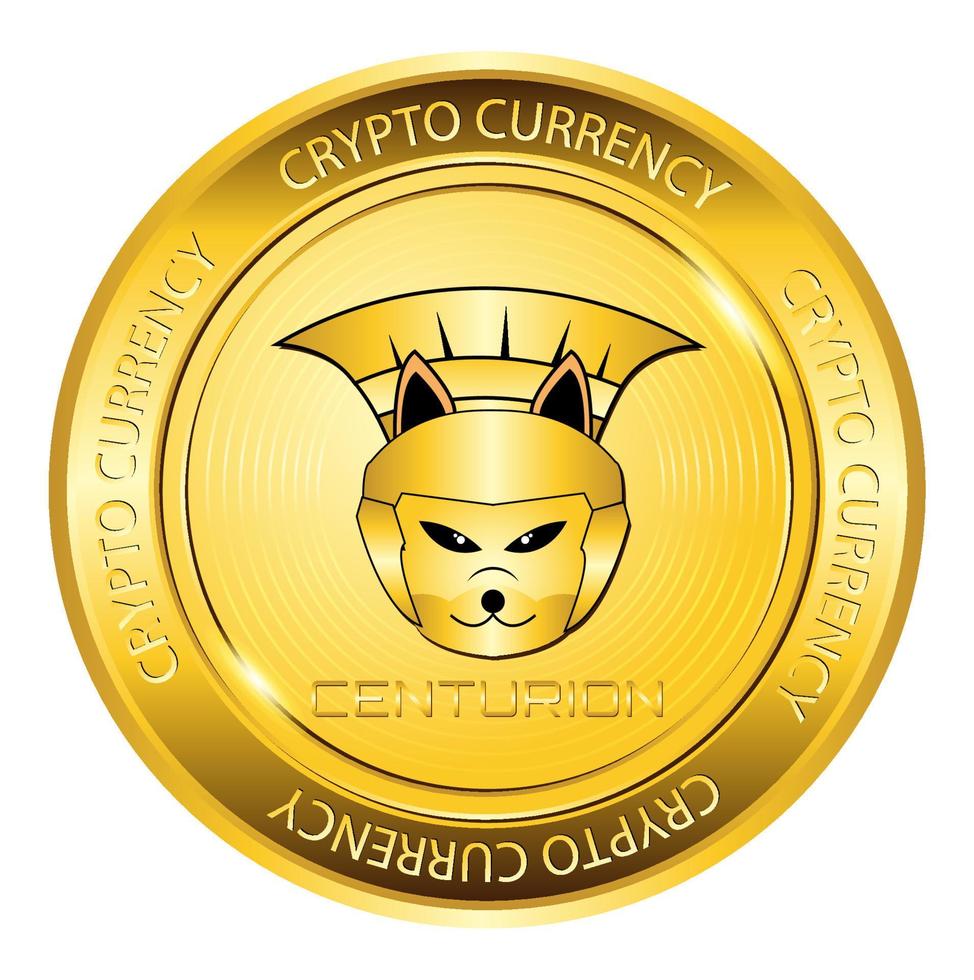 centurión inu moneda criptográfica símbolo de moneda de oro vector