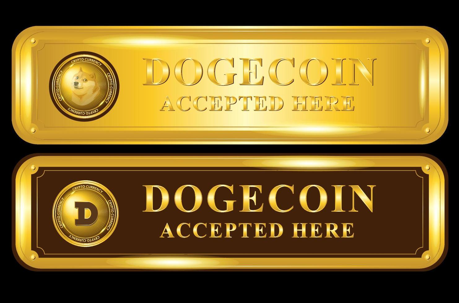 dogecoin aceptado aquí etiqueta, billetera criptográfica, comercio criptográfico, moneda digital, billetera digital vector