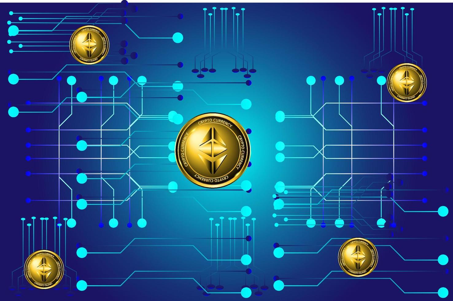 Ethereum symbol and connection lines with technology background vector