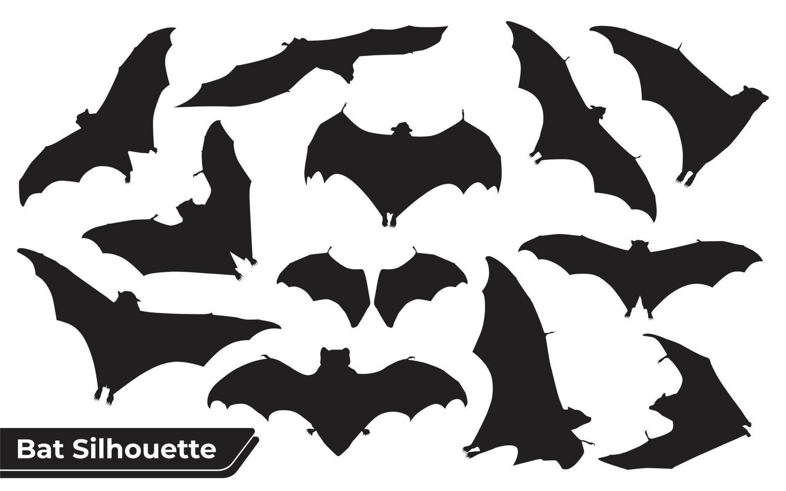siluetas de murciélagos voladores con alas vector
