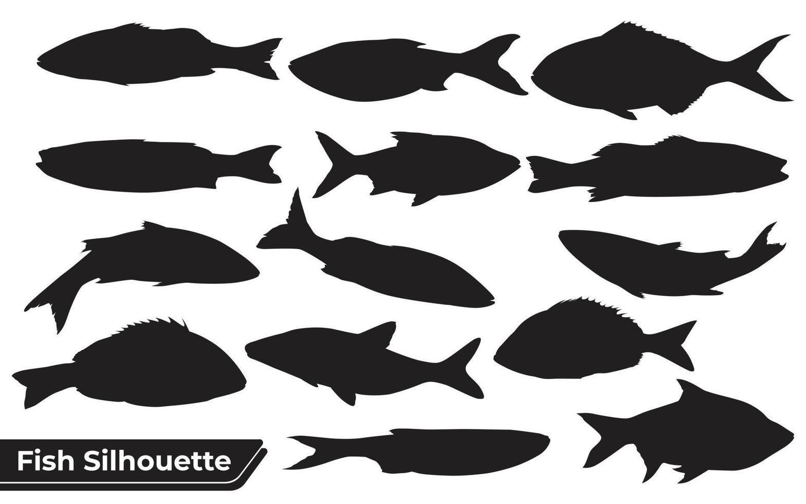 colección de siluetas de peces vector