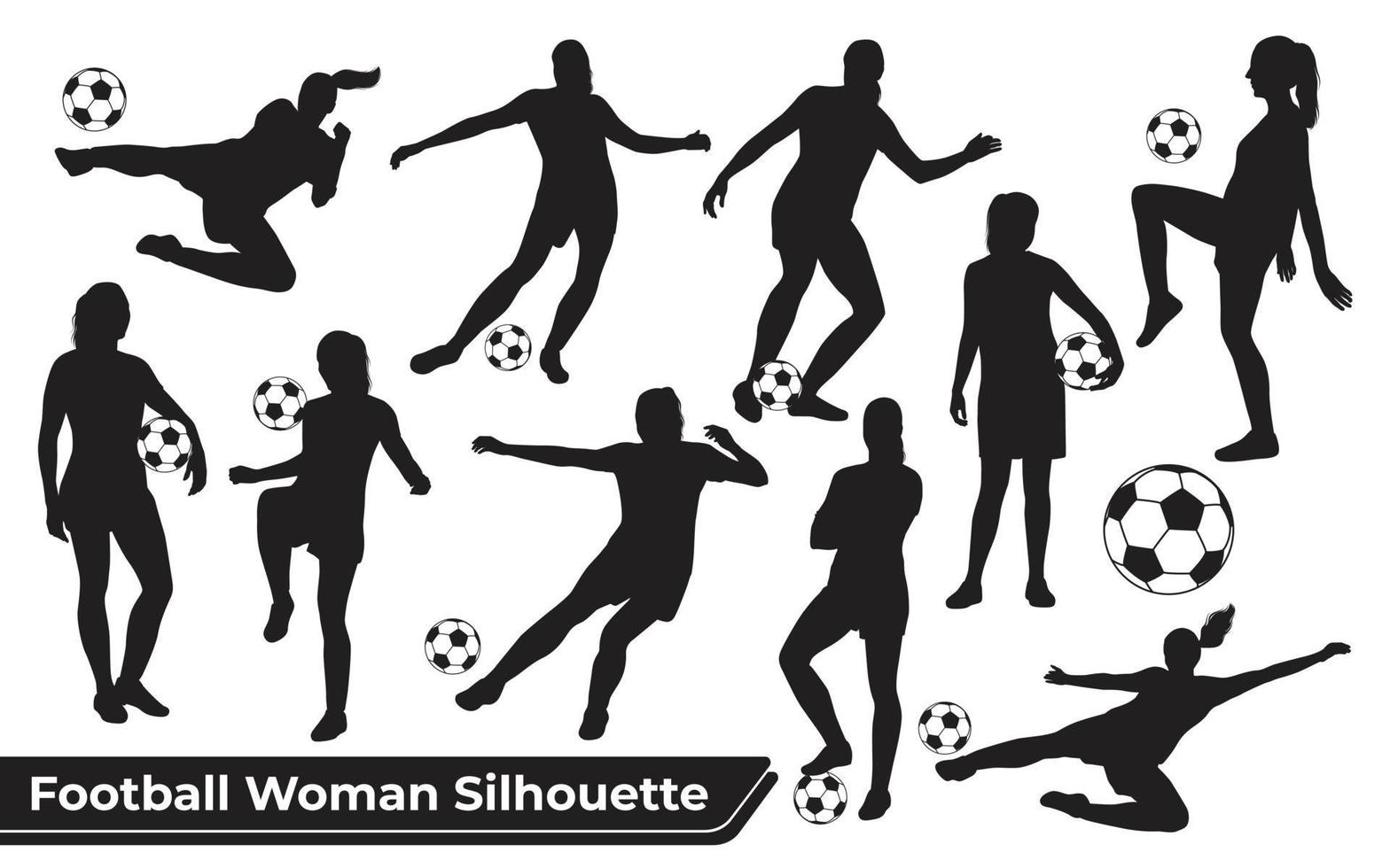 Collection of Football Sport silhouettes in different positions vector